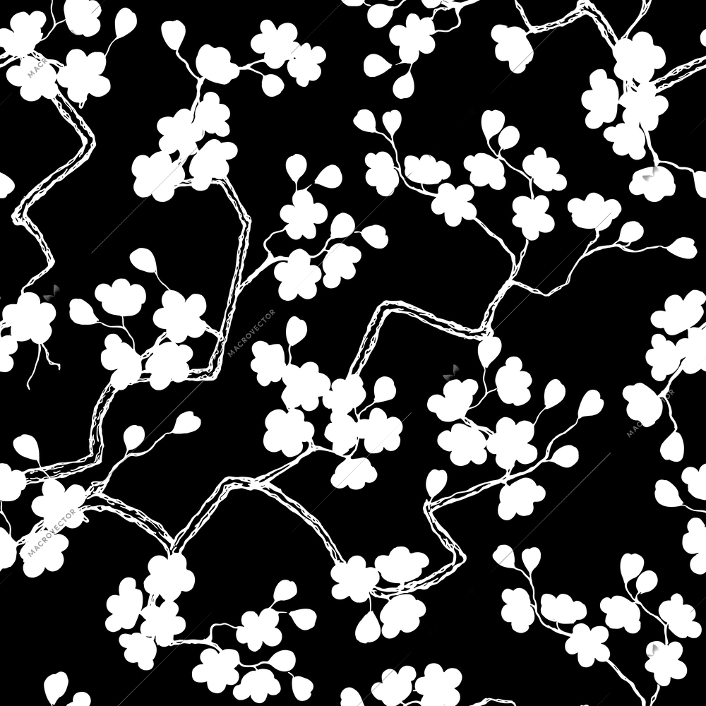 Cherry blossoms seamless pattern background vector illustration