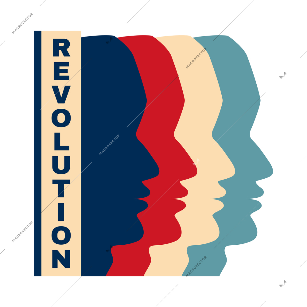 Revolution composition with isolated power liberty unity struggle for freedom vintage style symbols vector illustration