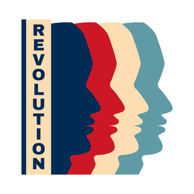 Revolution composition with isolated power liberty unity struggle for freedom vintage style symbols vector illustration