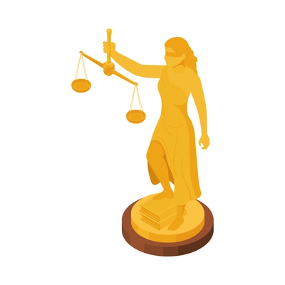 Law justice isometric composition with isolated image of court trial element on blank background vector illustration