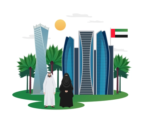 UAE tourism composition with isolated travel images on blank background vector illustrations