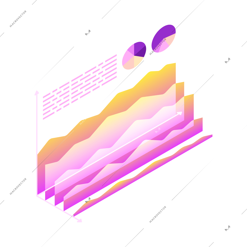 Business strategy glow isometric composition with isolated image on blank background vector illustration