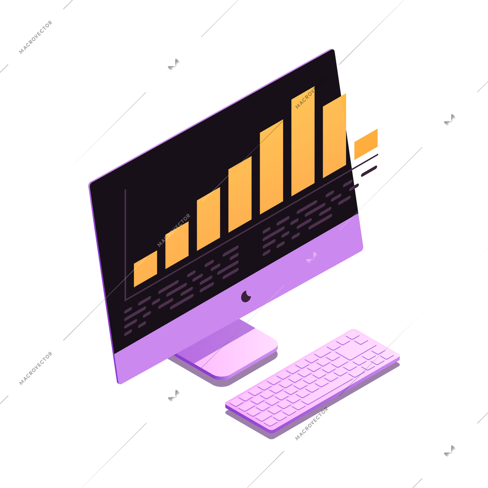 Web seo glow isometric composition with symbolic icon of content optimization isolated vector illustration