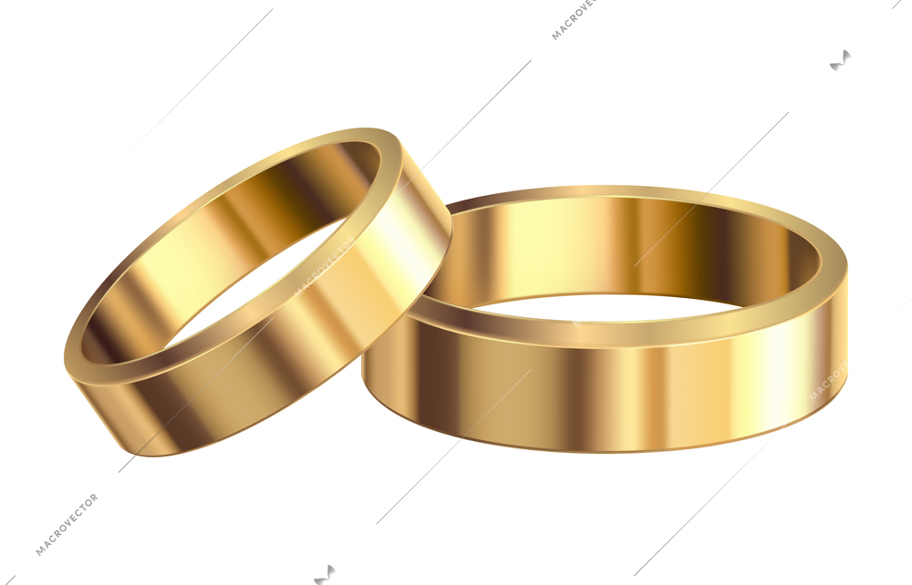 Golden engagement ring composition with isolated realistic image on blank background vector illustration