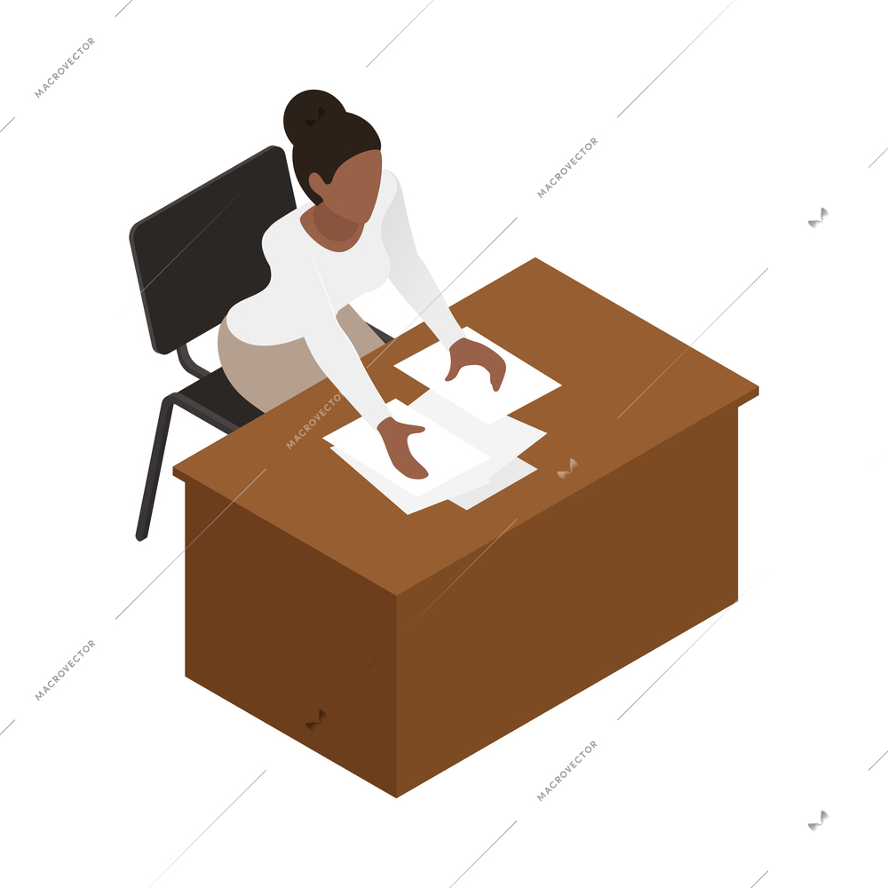 Business office people isometric composition with human character of office worker isolated vector illustration