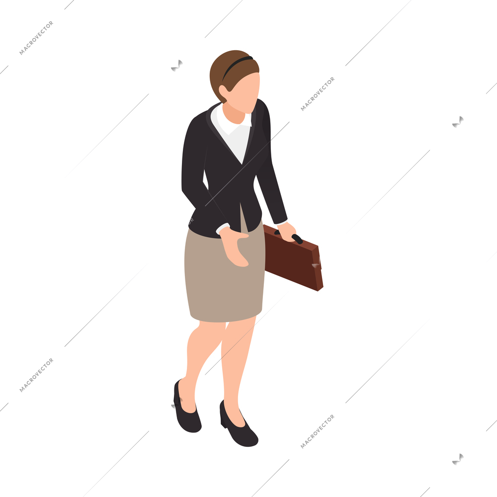 Business office people isometric composition with human character of office worker isolated vector illustration