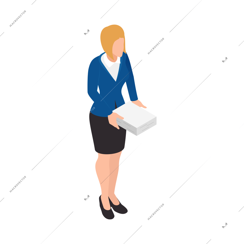 Business office people isometric composition with human character of office worker isolated vector illustration