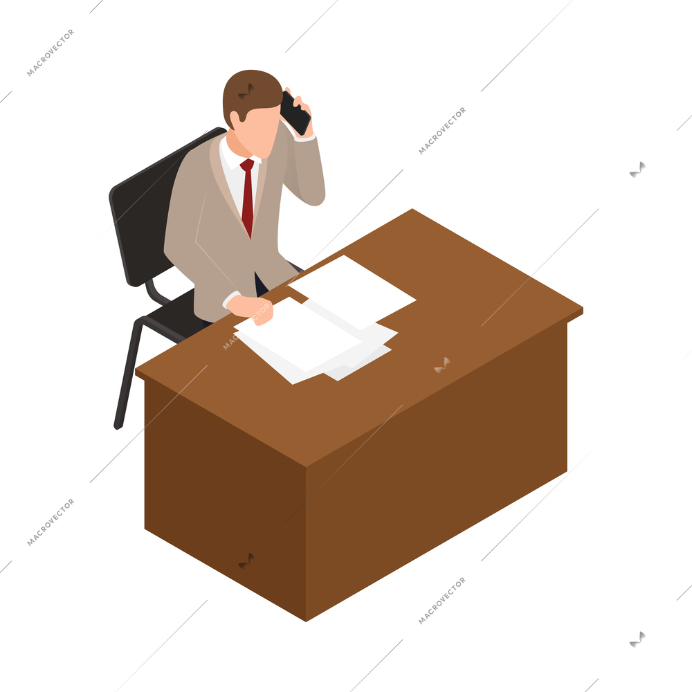 Business office people isometric composition with human character of office worker isolated vector illustration