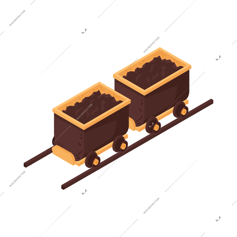 Isometric mine composition with image of mining tool isolated on blank background 3d vector illustration