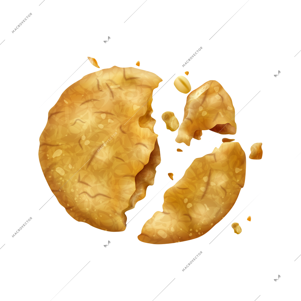 Realistic oat cookies composition with isolated image of confectionery product on blank background vector illustration