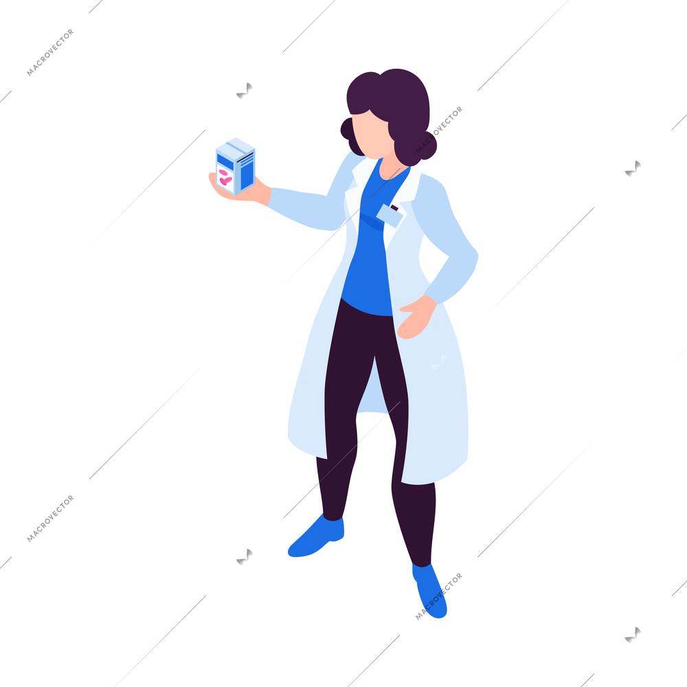 Isometric pharmacy composition with isolated medicine icon on blank background 3d vector illustration