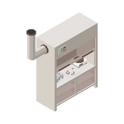 Pharmaceutical production isometric composition with isolated view of medical laboratory appliances vector illustration