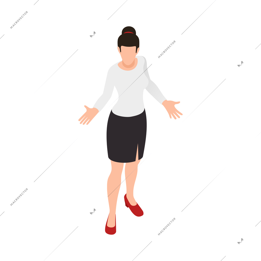 Business office people isometric composition with human character of office worker isolated vector illustration