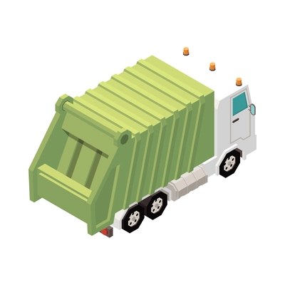 Garbage recycling isometric composition with isolated trash storing processing icon on blank background vector illustration