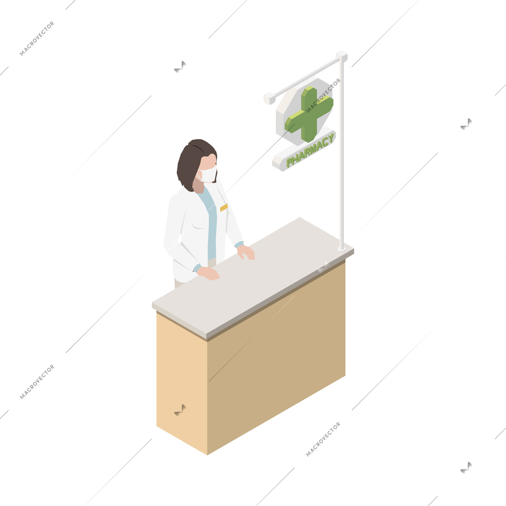 Pharmaceutical production isometric composition with isolated view of medical laboratory appliances vector illustration