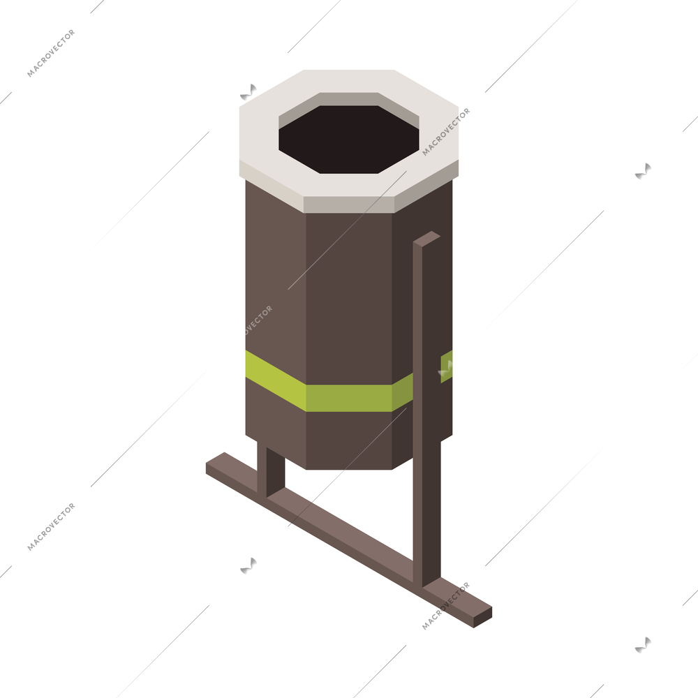 Garbage recycling isometric composition with isolated trash storing processing icon on blank background vector illustration