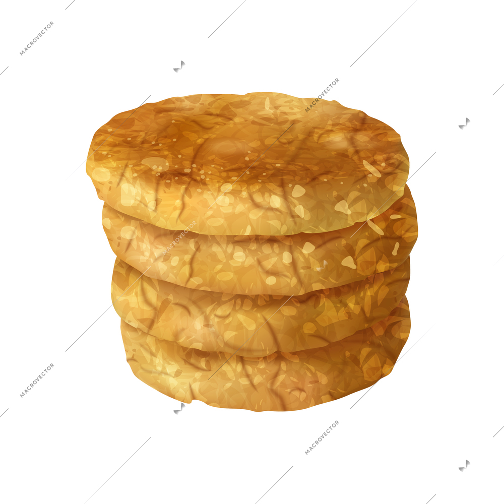 Realistic oat cookies composition with isolated image of confectionery product on blank background vector illustration