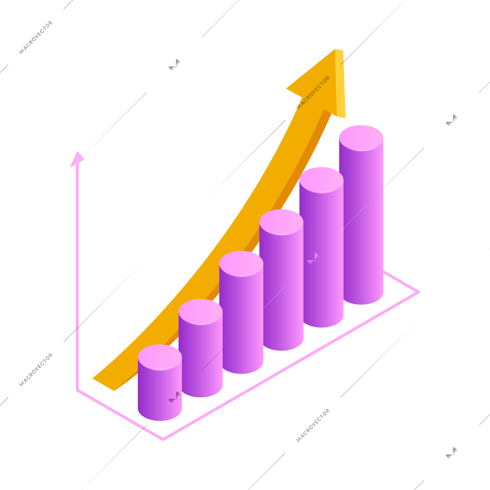 Business strategy glow isometric composition with isolated image on blank background vector illustration