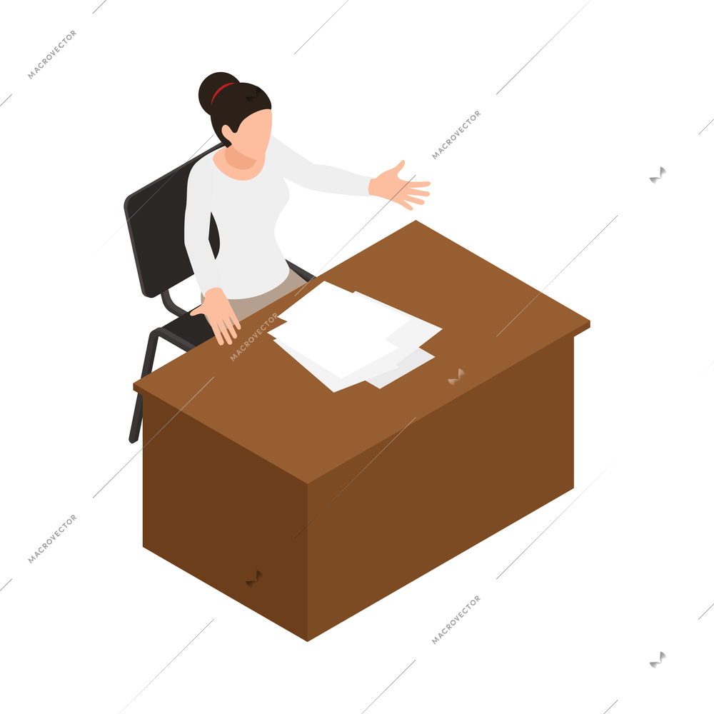 Business office people isometric composition with human character of office worker isolated vector illustration