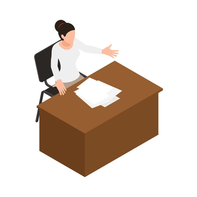 Business office people isometric composition with human character of office worker isolated vector illustration