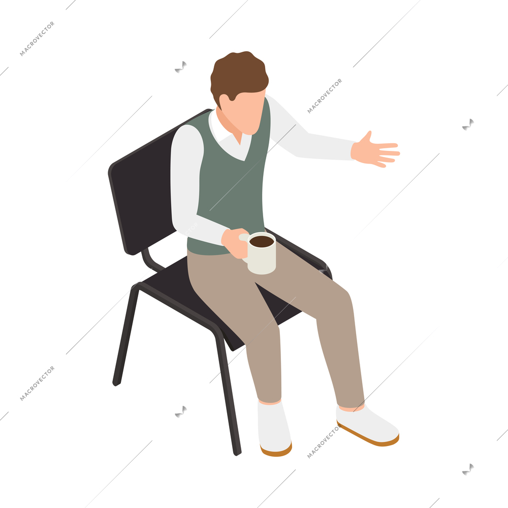 Casual city people isometric composition with isolated human character on blank background vector illustration