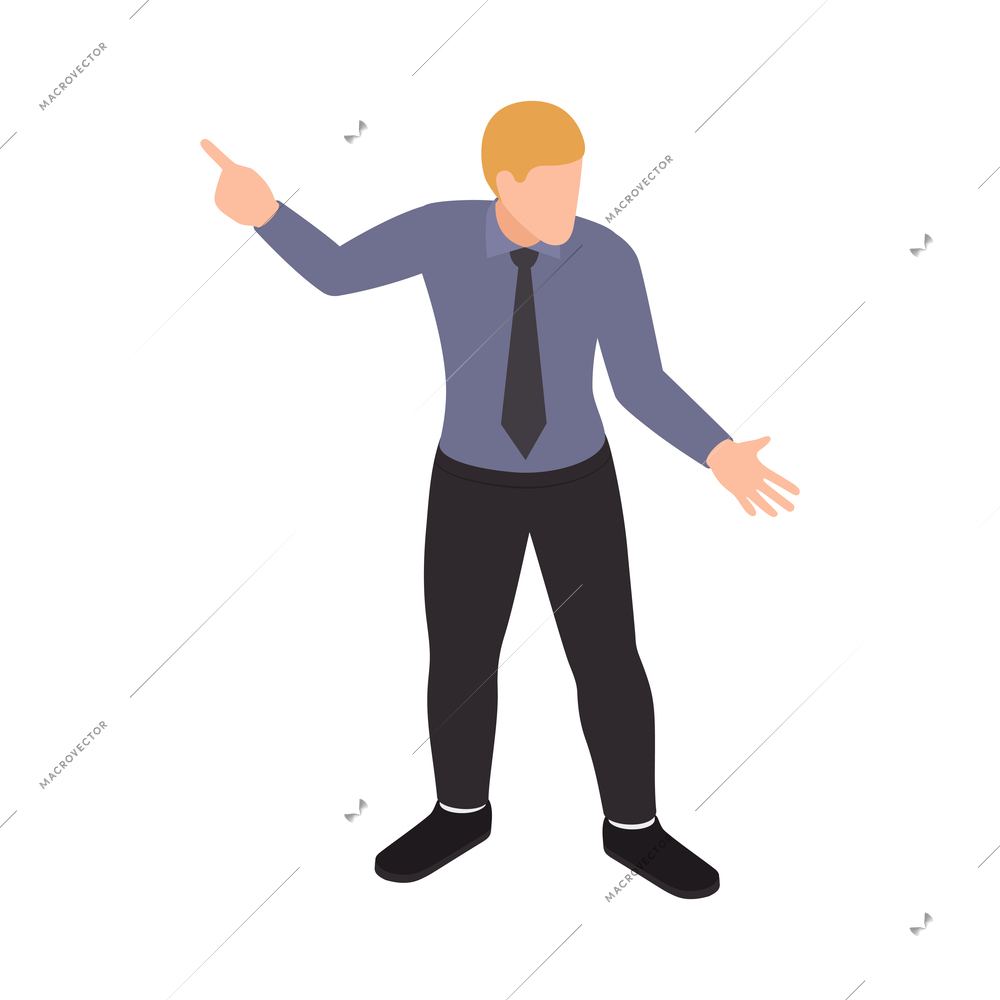 Business office people isometric composition with human character of office worker isolated vector illustration