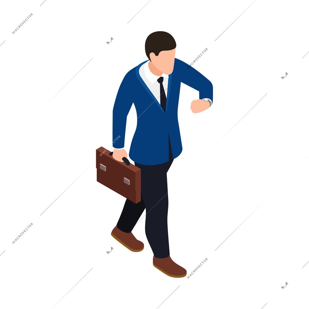 Business office people isometric composition with human character of office worker isolated vector illustration