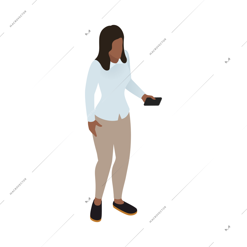 Casual city people isometric composition with isolated human character on blank background vector illustration