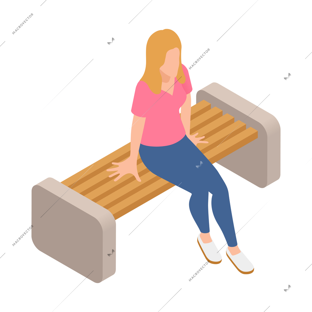 Casual city people isometric composition with isolated human character on blank background vector illustration