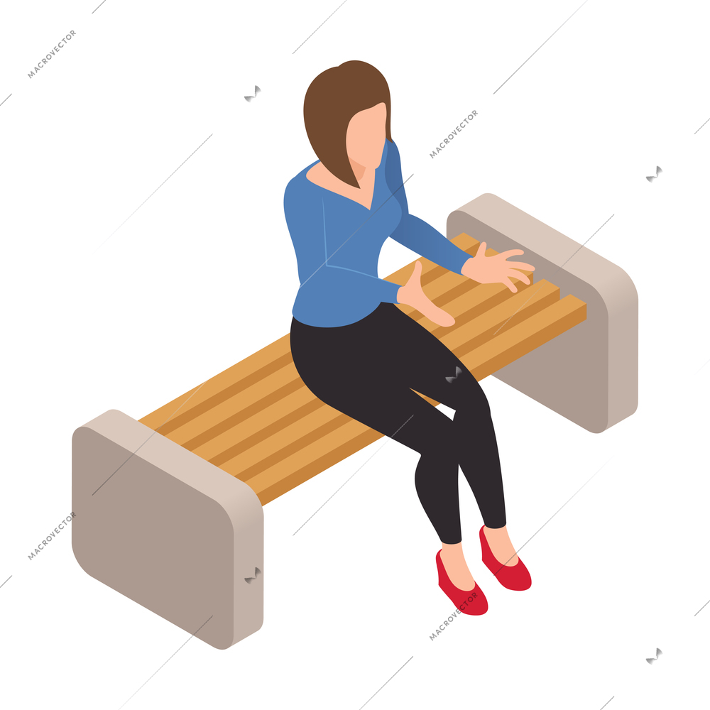 Casual city people isometric composition with isolated human character on blank background vector illustration