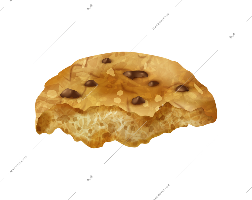 Realistic oat cookies composition with isolated image of confectionery product on blank background vector illustration