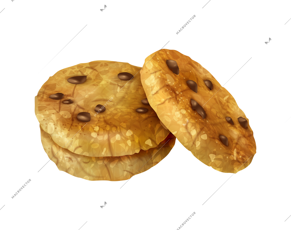 Realistic oat cookies composition with isolated image of confectionery product on blank background vector illustration