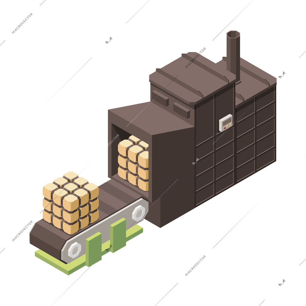 Garbage recycling isometric composition with isolated trash storing processing icon on blank background vector illustration