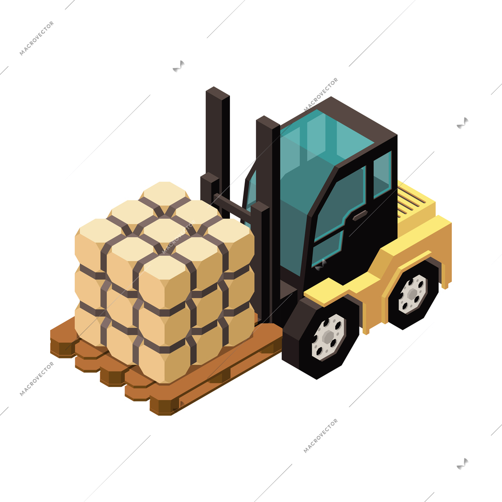 Garbage recycling isometric composition with isolated trash storing processing icon on blank background vector illustration