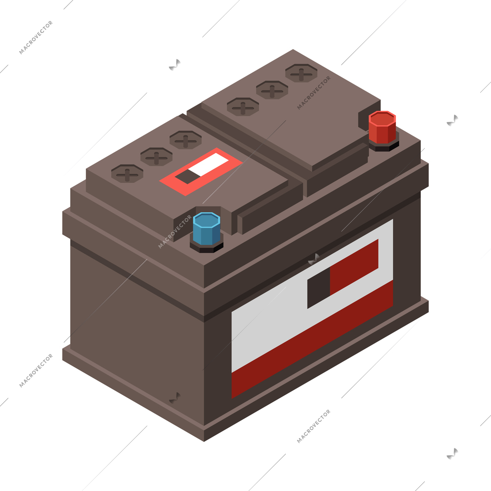 Car service isometric composition with isolated polygonal icon of auto maintenance part vector illustration