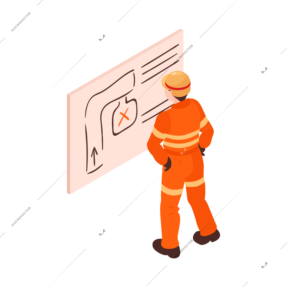 Isometric mine composition with human character of miner isolated on blank background 3d vector illustration