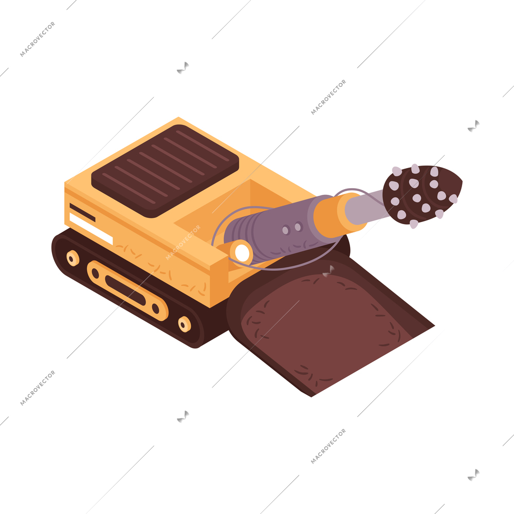 Isometric mine composition with image of mining tool isolated on blank background 3d vector illustration