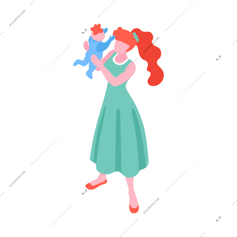 Isometric positive negative parenting children family composition with human characters vector illustration