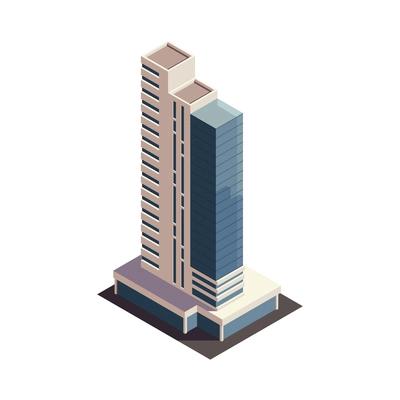 City skyscrapers isometric composition with isolated outdoor look of modern building on blank background vector illustration