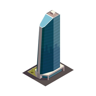 City skyscrapers isometric composition with isolated outdoor look of modern building on blank background vector illustration