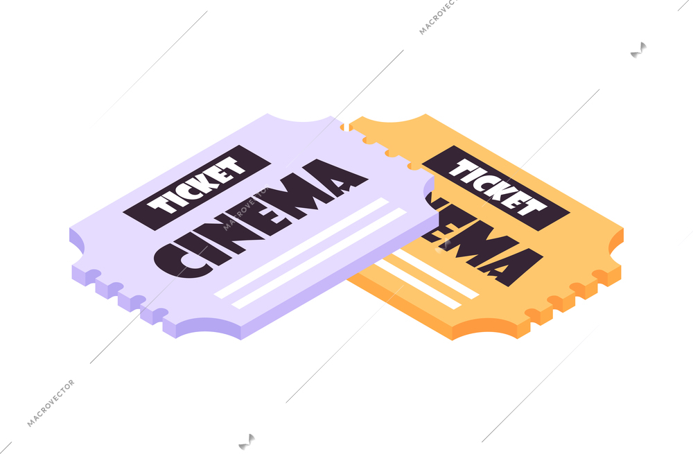 Isometric movie cinema composition with isolated image on blank background vector illustration