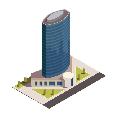 City skyscrapers isometric composition with isolated outdoor look of modern building on blank background vector illustration