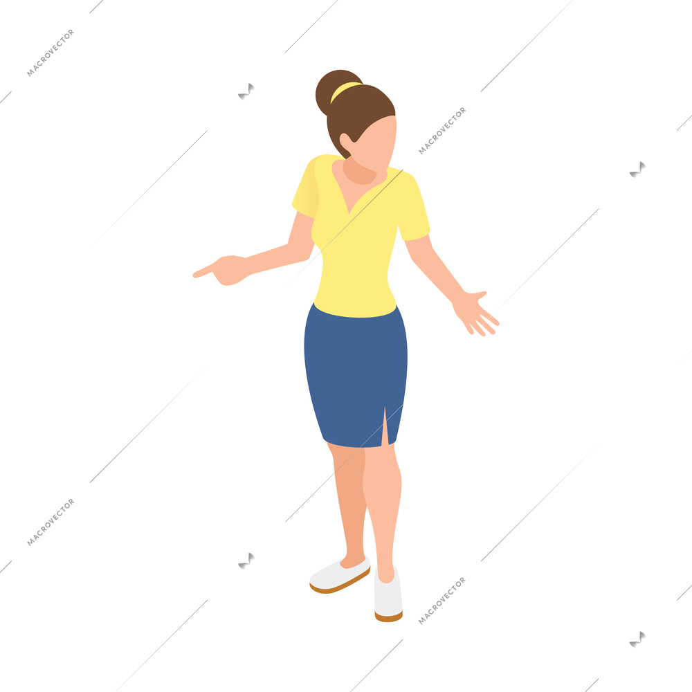 Casual city people isometric composition with isolated human character on blank background vector illustration