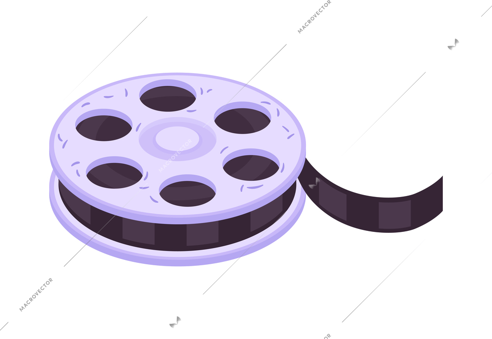 Isometric movie cinema composition with isolated image on blank background vector illustration