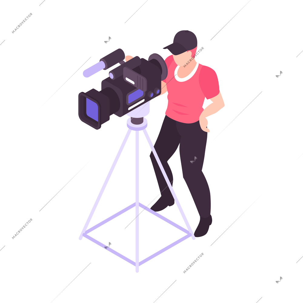 Isometric movie cinema composition with isolated image on blank background vector illustration