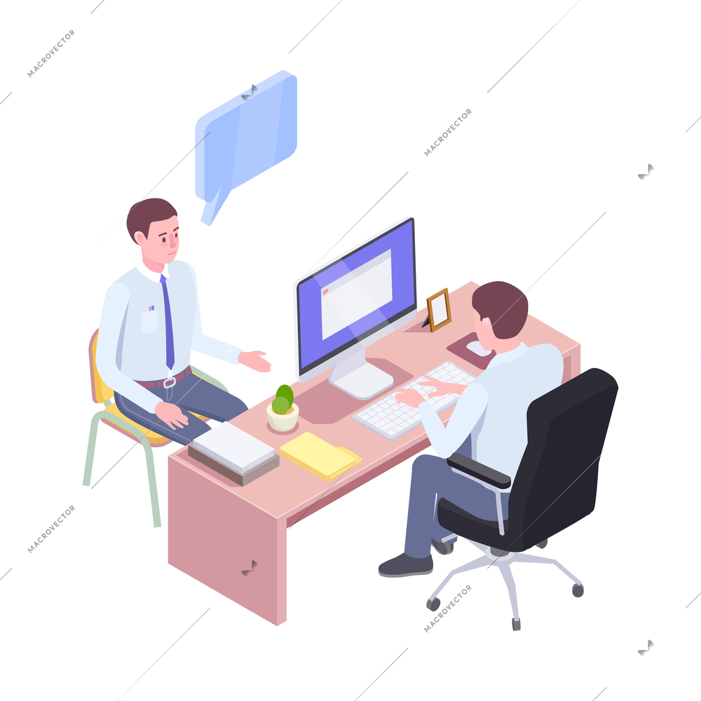 Recruitment isometric people composition with human resources isolated image on blank background vector illustration