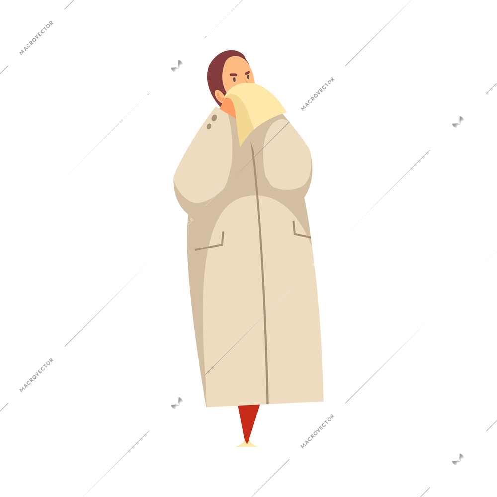 Industry factory pollution composition with isolated doodle style human character of affected person vector illustration