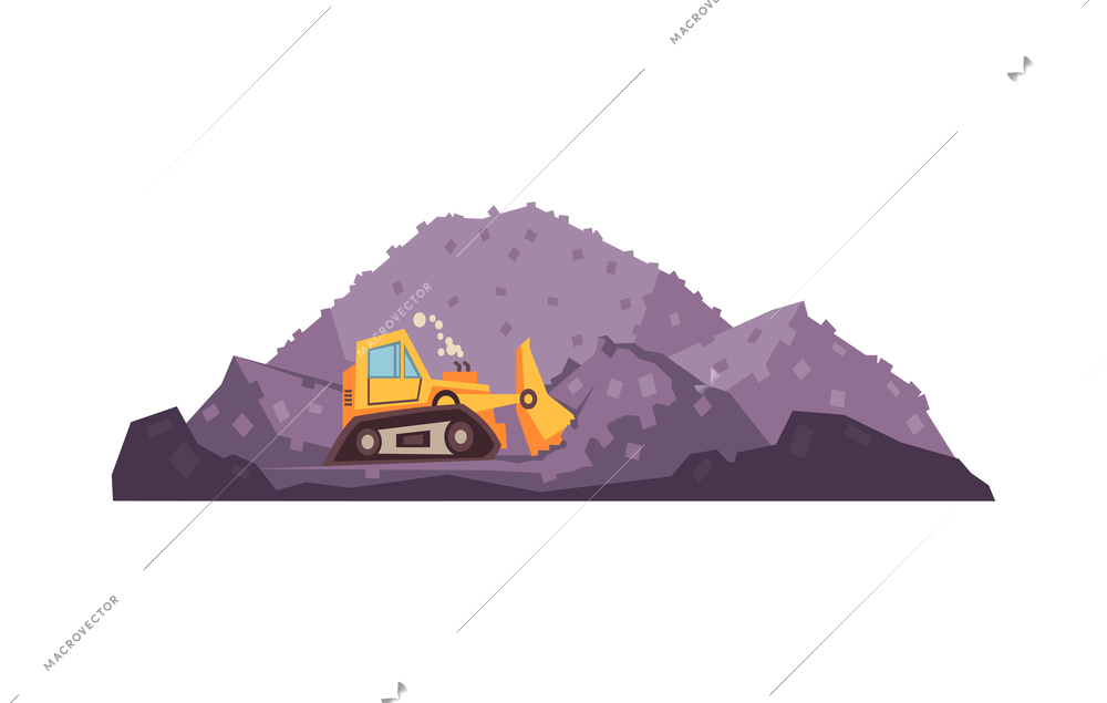 Industry factory pollution composition with industrial view with bulldozer on blank background vector illustration
