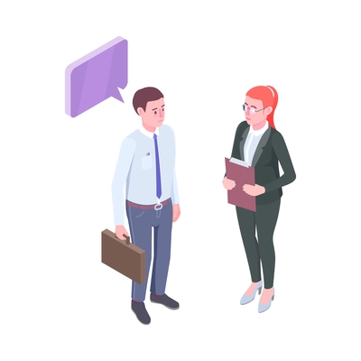 Recruitment isometric people composition with human resources isolated image on blank background vector illustration