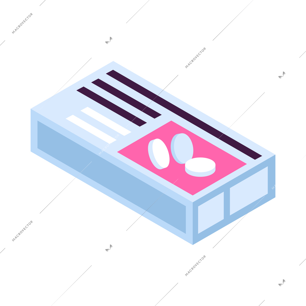 Isometric pharmacy composition with isolated medicine icon on blank background 3d vector illustration